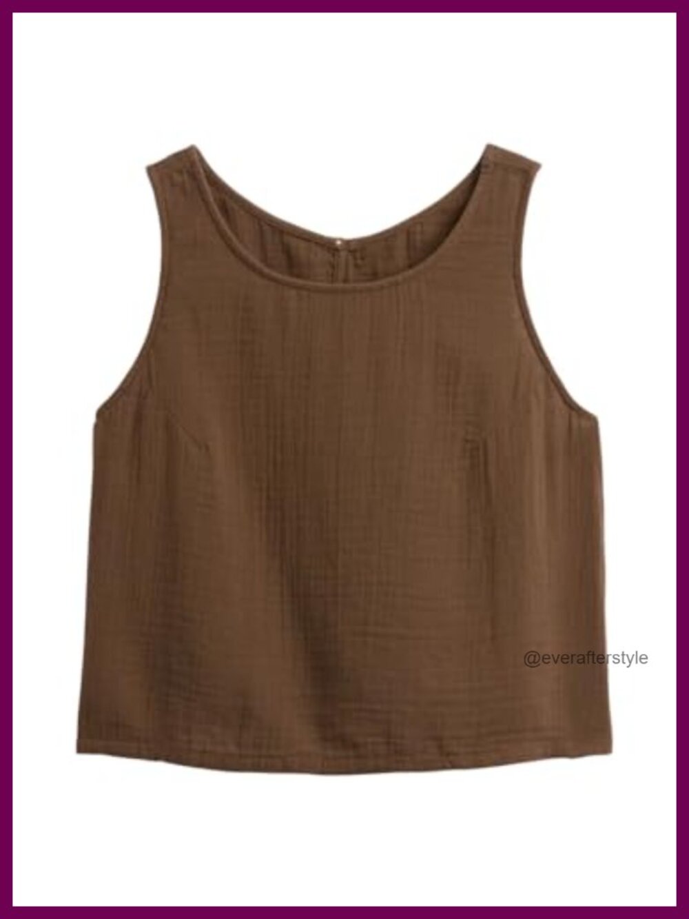 Gauze Sleeveless Drawstring Tank Top Crew Neck Casual Summer